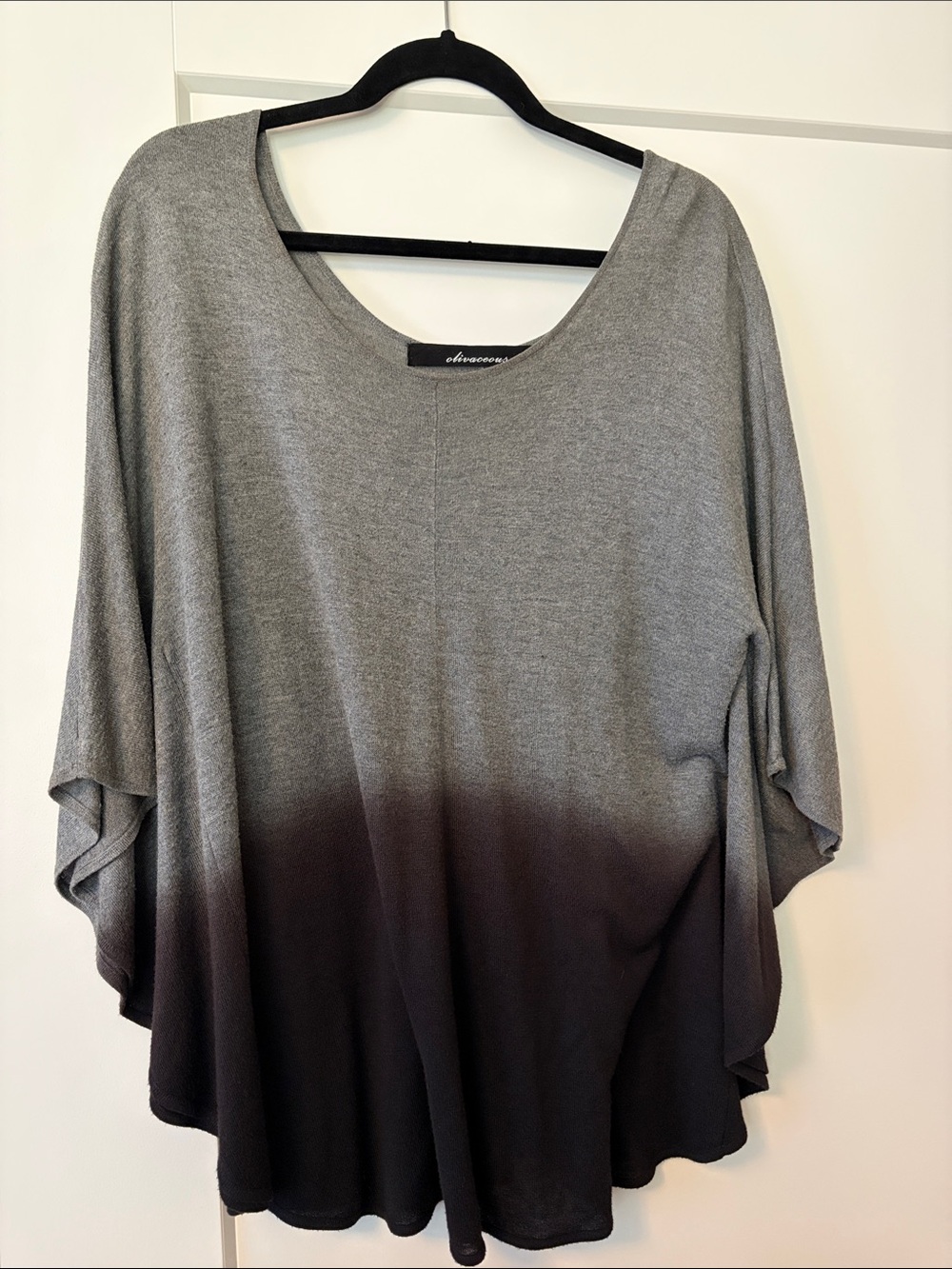 Olivaceous Grey to Black Ombre Dolman Tunic
